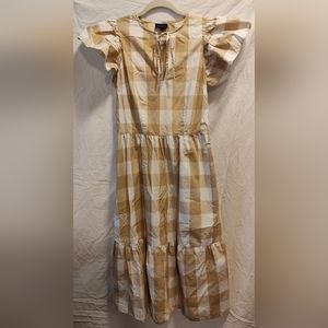 Tan/white Gingham Dress Who What Wear XS